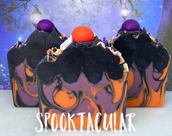 Spooktacular Artisan Soap - Smells Like Incense - Handmade - Self Care - Rich, Mysterious Scent - Made With Silk - Aloe Vera - Halloween