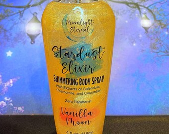 Vanilla Moon Stardust Elixir. Tahitian Vanilla Shimmering Body Spray. 4 oz.