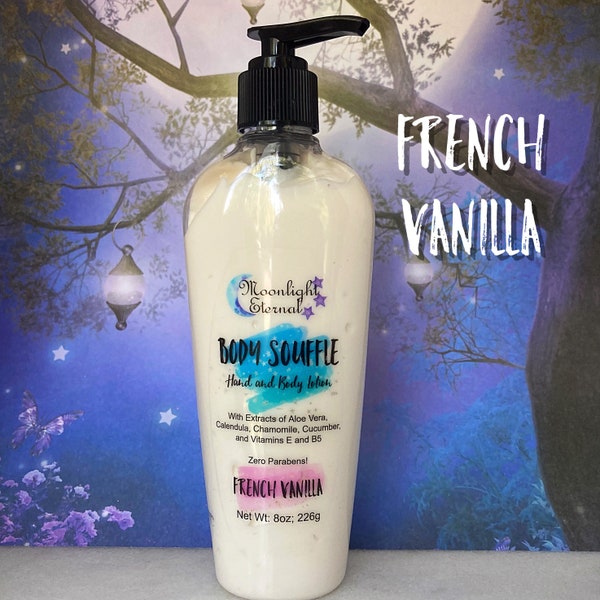 French Vanilla Lotion - Hand and Body Lotion - Body Souffle - Body Butter - Body Lotion - Paraben Free - 8 Ounces - Relaxing Scent