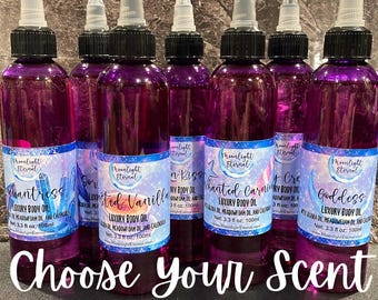 Scented Body Oil. You Choose Scent. Vegan. Naturally Derived. Jojoba Oil. Calendula Extract.