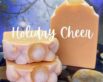 Holiday Cheer Artisan Soap - Cranberry Champagne - Christmas Soap - Winter - Sparkling, Fruity Fragrance - Aloe Vera Soap - Coconut Milk