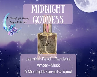 Midnight Goddess Perfume. Jasmine, Peach, Gardenia, Amber.