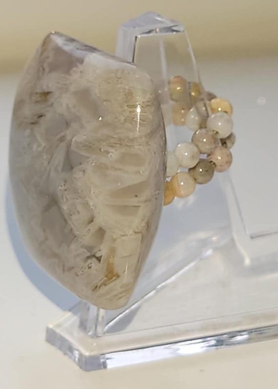 Turkish Stick Agate Solid Statement Stretch Ring … - image 1