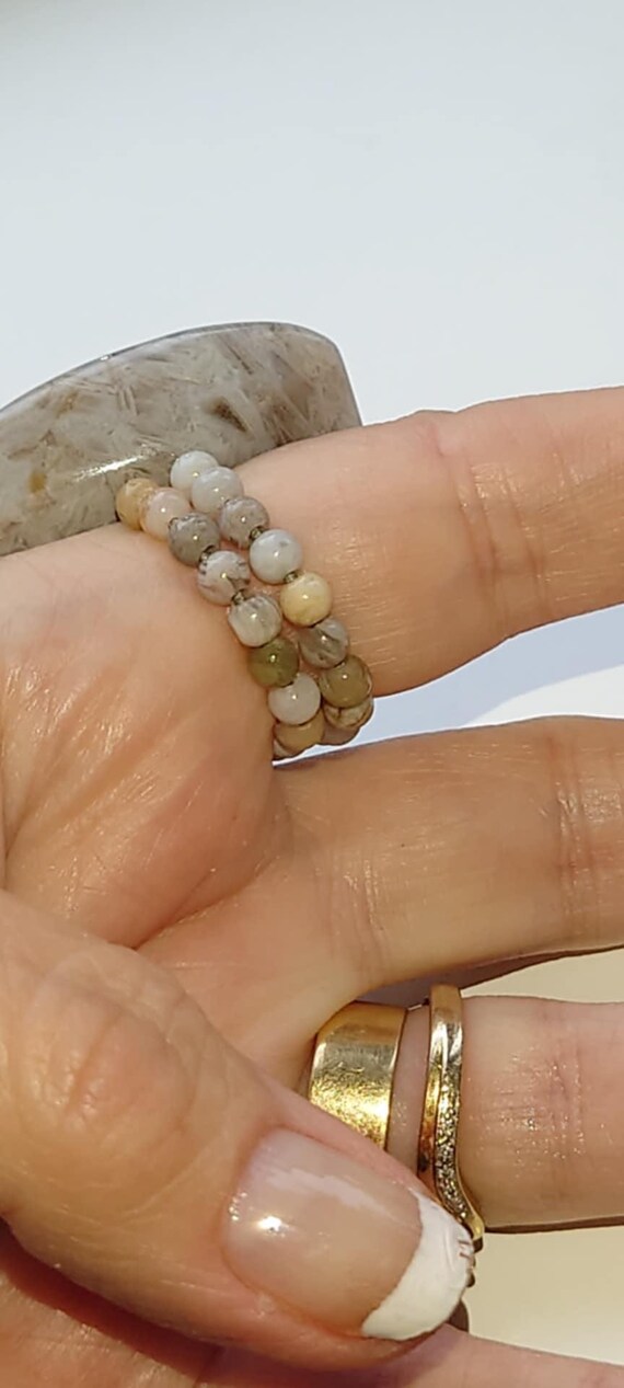 Turkish Stick Agate Solid Statement Stretch Ring … - image 5