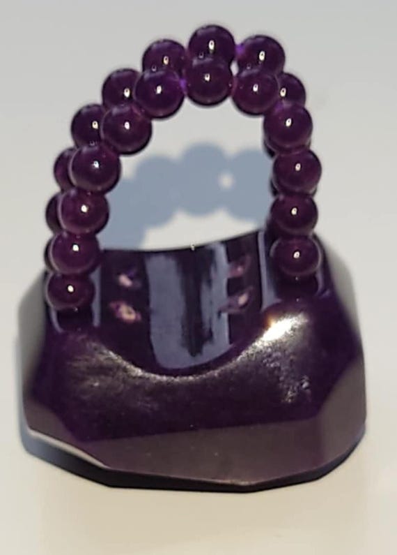 AMETHYST  Large Solid Statement Stretch Ring  , v… - image 3