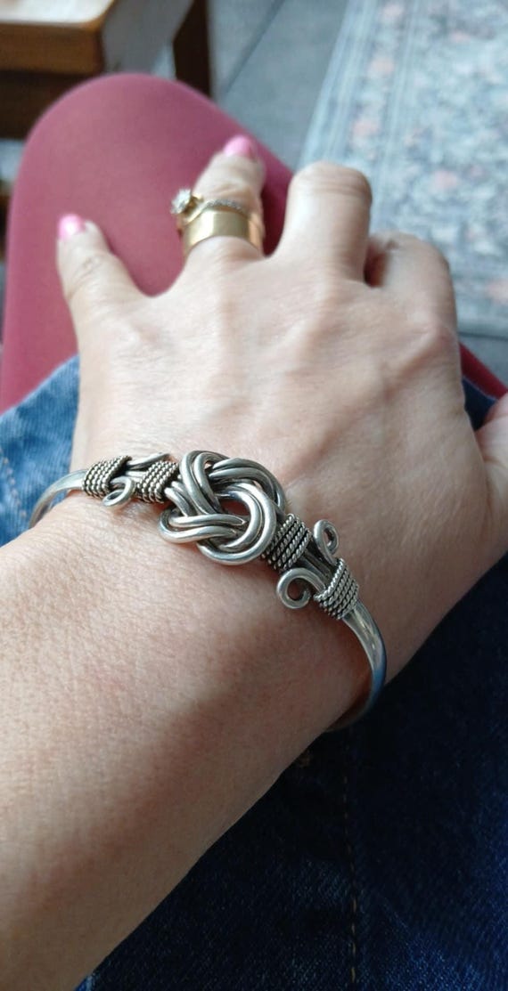 Sterling solid silver Indonesia Infinity Knot cuf… - image 4