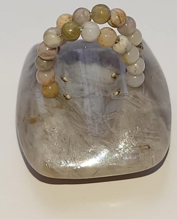 Turkish Stick Agate Solid Statement Stretch Ring … - image 3