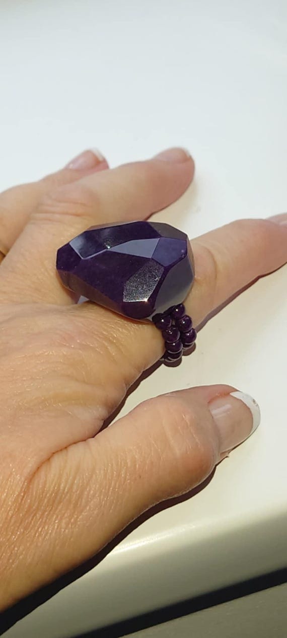 AMETHYST  Large Solid Statement Stretch Ring  , v… - image 4