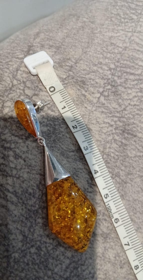 Silver & baltic Amber large statement earrings ab… - image 6