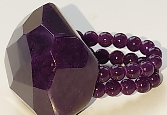 AMETHYST  Large Solid Statement Stretch Ring  , v… - image 1