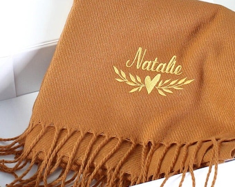 Embroidered handwriting Personalized name scarf custom scarf woolly scarf  personalized scarf scarf with name