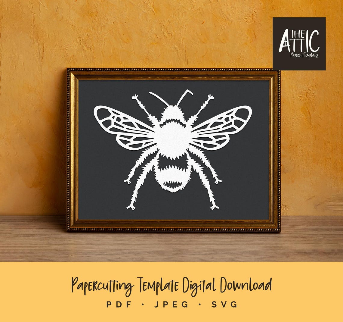 Bumblebee Papercutting Template: Insect Papercut Design (PDF, JPEG, SVG ...