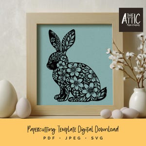 Rabbit Paper Cut Design - SVG, DXF, EPS Files & Pdf / Png