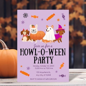 Halloween Dog Invite Template Dog Halloween Invitations Halloween Costume Party Dogs Invitation Halloween Dog Invite Pawty Invite