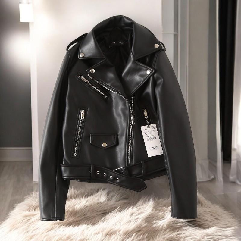 Bikerjacke Sweatjacke Biker Style Biker Jacke Lederjacke Schwarz