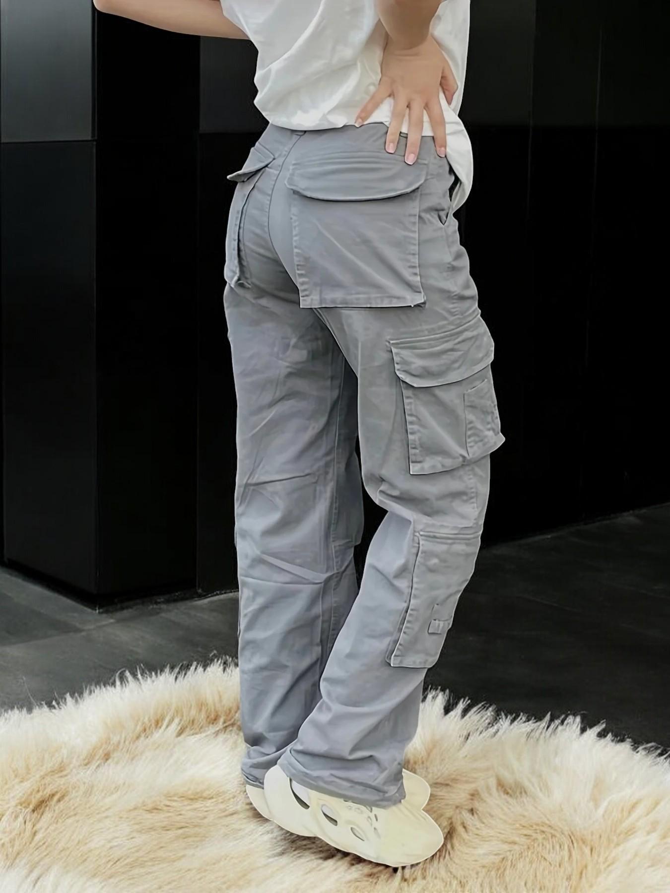 Women's Multi-pocket High-waisted Cargo Pants: Casual Streetwear Trousers  in Beige, Gray, Red, White, and Black - Etsy