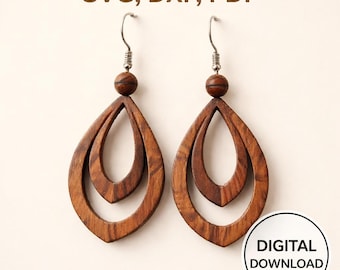 Teardrop Earring Template, Wooden Jewelry, Laser Cut SVG DXF PDF (Digital Download)