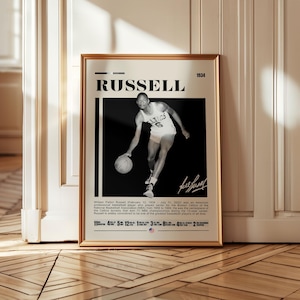 Bill Russell Poster, Boston Celtics Poster, NBA Poster, Sports Poster, Mid Century Modern, NBA Fans, Basketball Gift, Sports Bedroom Posters