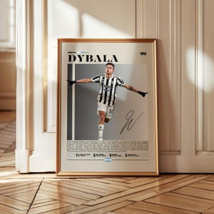 Paulo Dybala wall art poster, soccer legend print, Argentina football star artwork, vintage retro sports fan decor for home or office