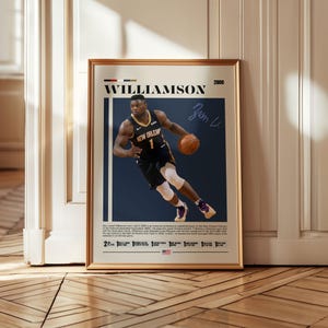 Zion Williamson Poster, New Orleans Pelicans, Wall Art Print, Basketball Decor, Sports Wall Art, NBA Poster, Sports Fan Gift