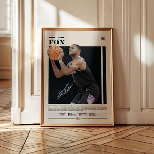 De&#39;Aaron Fox Poster, Sacramento Kings Print, NBA Basketball Art, Sports Poster, Fox Kings Art, Basketball Wall Art, De&#39;Aaron Fox Fan Gift