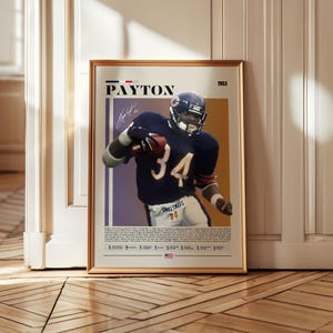 Walter Payton Poster, Chicago Bears Poster, NFL Poster, Sports Poster, NFL Fans, Football Poster, NFL Wall Art, Sports Bedroom Posters