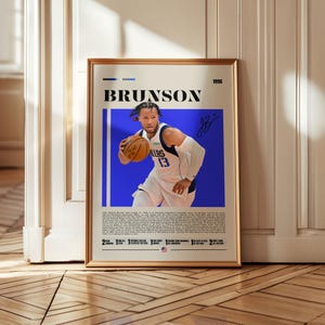Jalen Brunson Poster, New York Knicks, NBA Poster, Sports Poster, Mid Century Modern, NBA Fans, Basketball Gift, Sports Bedroom Posters
