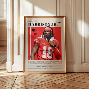 Póster de Marvin Harrison Jr., póster de Ohio State, póster de la NFL, póster deportivo, fanáticos de la NFL, póster de fútbol, arte mural de la NFL, pósters deportivos para el dormitorio