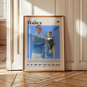 Phil Foden Poster, Manchester City Poster, Soccer Gifts, Sports Poster, Football Player Poster, Soccer Wall Art, Sports Bedroom Posters