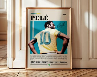 Pele Poster, Brazilian Soccer Player Poster, Soccer Gifts, Sports Poster, Football Player Poster, Soccer Wall Art, Bedroom Posters