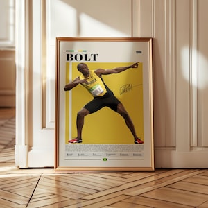 Usain Bolt Poster, Running Poster, Sports Poster, Modern Sports Art, Runner Gifts, Running Art,  Track and Field Athlete Print, Sports Decor