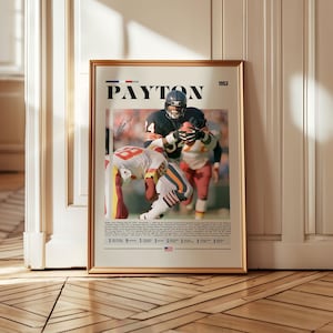 Walter Payton Poster, Chicago Bears Poster, NFL Poster, Sports Poster, NFL Fans, Football Poster, NFL Wall Art, Sports Bedroom Posters