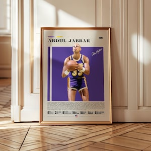 Kareem Abdul-Jabbar Poster – Lakers Basketball Legend Print, NBA History Wall Art, Sports Decor Gift for Fans, Retro Athletic Artwork