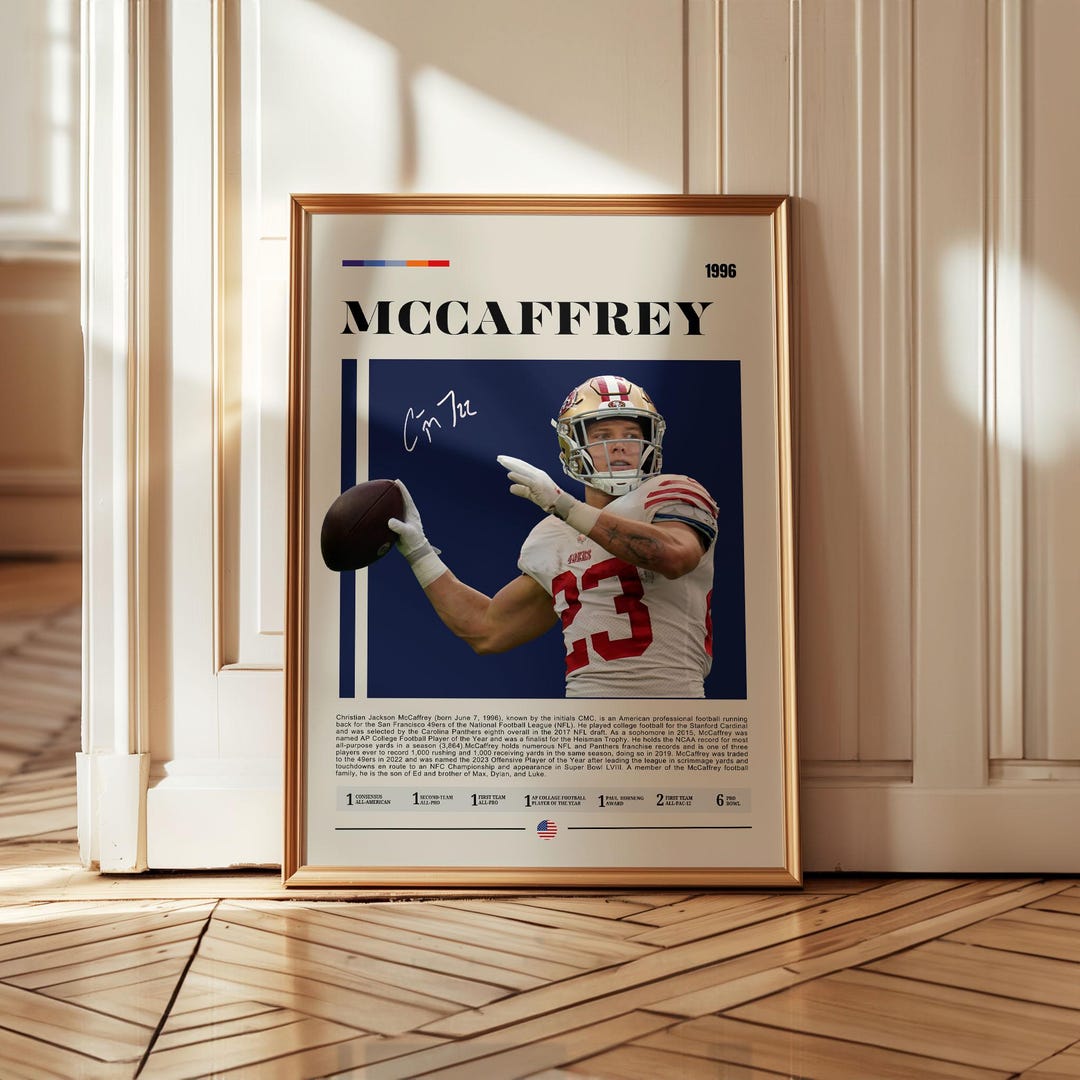 Christian Mccaffrey Poster, San Francisco 49ers Print, NFL Wall Art ...