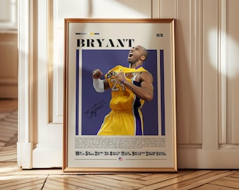 Kobe Bryant Poster, LA Lakers Poster, NBA Poster, Sports Poster, Mid Century Modern, NBA Fans, Basketball Gift, Sports Bedroom Posters