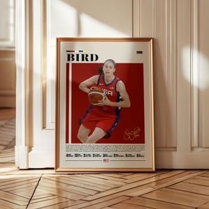 Póster de Sue Bird, Seattle Storm, póster de la WNBA, póster deportivo, estilo moderno de mediados de siglo, para aficionados de la WNBA, regalo de baloncesto, pósteres para dormitorio