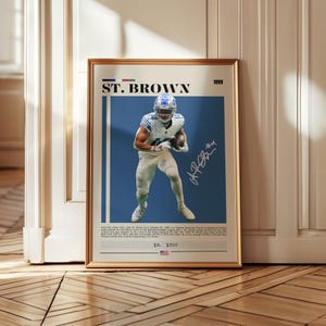 Amon-Ra St. Brown Poster, Detroit Lions Prints, Football Poster, Football Wall Art, Sports Decor, NFL Printable Poster, Football Fan Gift
