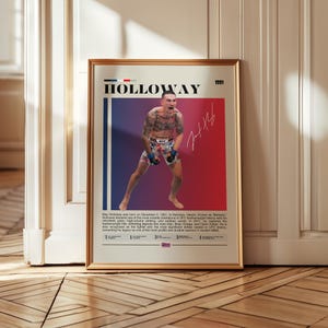 Max Holloway poster, UFC fighter wall art, iconic MMA print, martial arts decor, fan gift for men, combat sports artwork