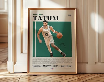 Jayson Tatum Poster – Basketball Wall Art Print, Boston Celtics Superstar Decor, NBA Icon Gift for Sports Fans, Teen Room Inspiration