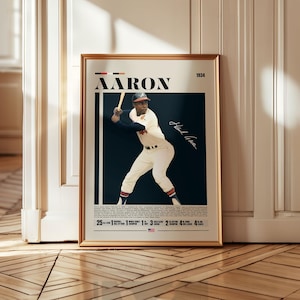 Hank Aaron Poster,Atlanta Braves, Baseball Poster, New York Yankees, Sports Poster, Modern Sports Art, Baseball Gifts