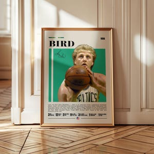 Póster de Larry Bird, Boston Celtics, aficionados a la NBA, póster de la NBA, póster de baloncesto, póster deportivo, impresión de baloncesto iónica, regalo para aficionados al baloncesto