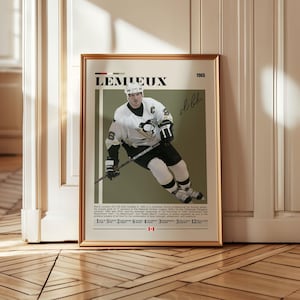 Mario Lemieux poster wall art, vintage hockey legend print decor, Pittsburgh Penguins fan gift, retro NHL artwork for sports collectors