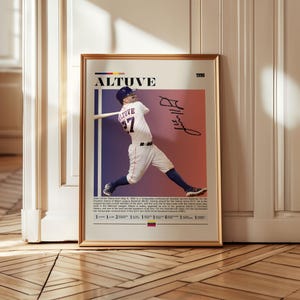 Jose Altuve Poster – Houston Astros Baseball Wall Art, MLB Fan Gift, Altuve Print for Sports Room, World Series Decor, Man Cave Collectible