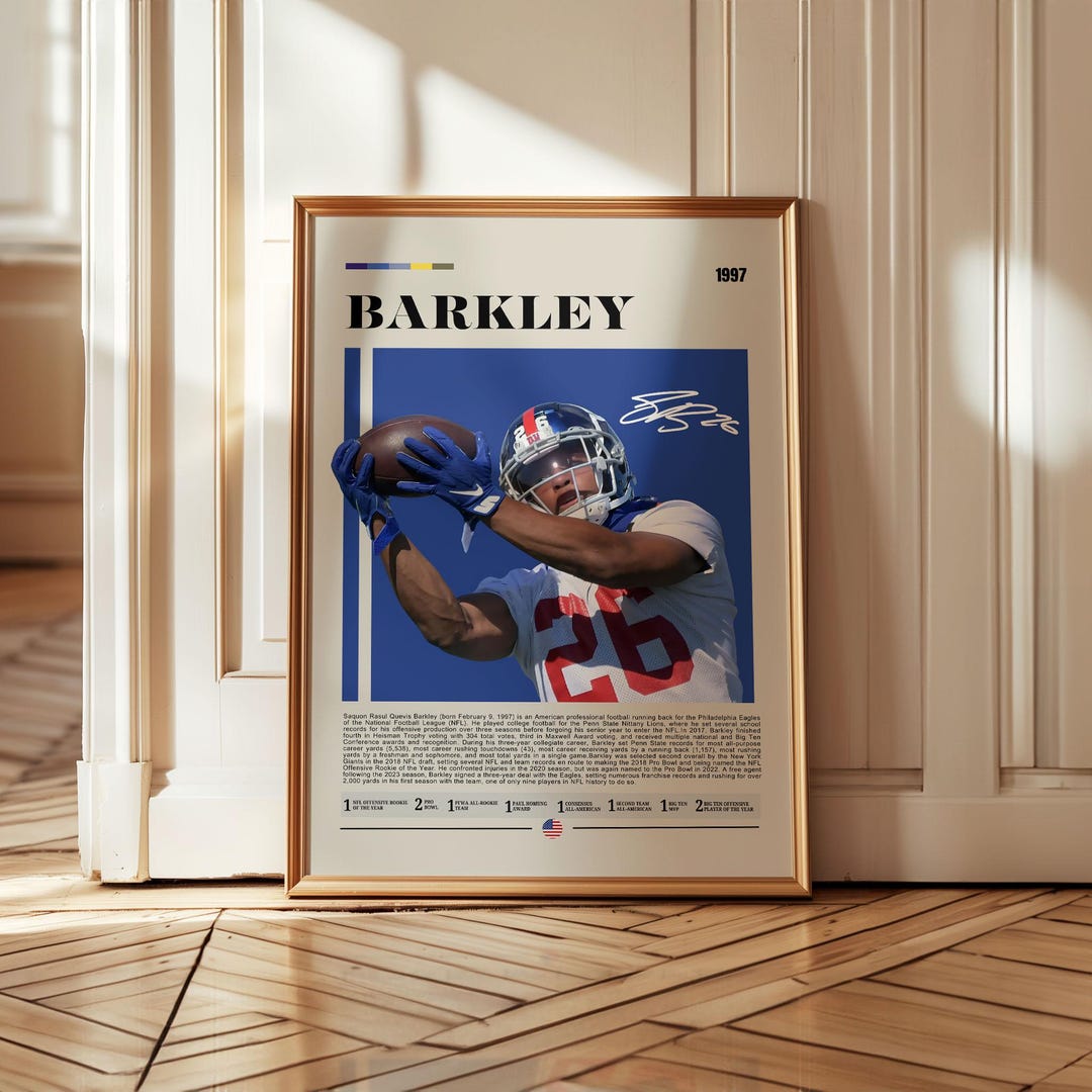 Saquon Barkley Poster, Philadelphia Eagles Print,