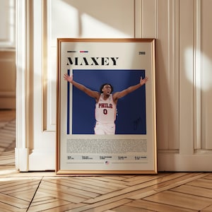 Tyrese Maxey Poster, Philadelphia 76ers, NBA Poster, Sports Poster, Mid Century Modern, NBA Fans, Basketball Gift, Sports Bedroom Posters