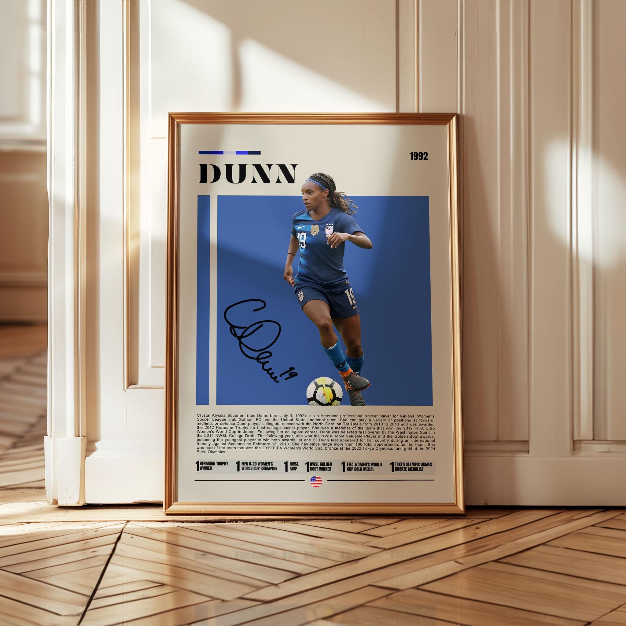 Women's Soccer Hermann Trophy Crystal Dunn Poster, USWNT