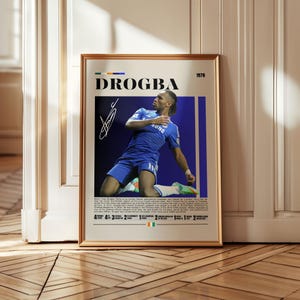 Didier Drogba poster wall art, Chelsea FC soccer legend print, Premier League football artwork, vintage retro fan gift home decor