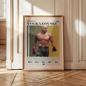 Pôster de parede do UFC de Alexander Volkanovski, impressão de campeão de MMA, decoração de lenda do peso-pena, presente para fãs de lutadores, arte de sala de esportes de combate