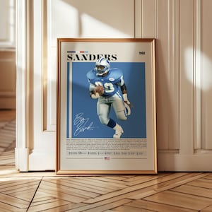 Barry Sanders Football Poster – Detroit Lions NFL Legend Wall Art, Running Back Sports Print, Man Cave Decor, Gift for Football Fans