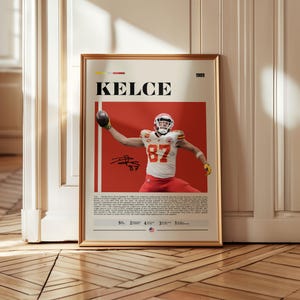 Travis Kelce Poster – Kansas City Chiefs Football Wall Art, NFL Tight End Print, Game Day Decor, Gift for Fans, Sports Room or Man Cave Art